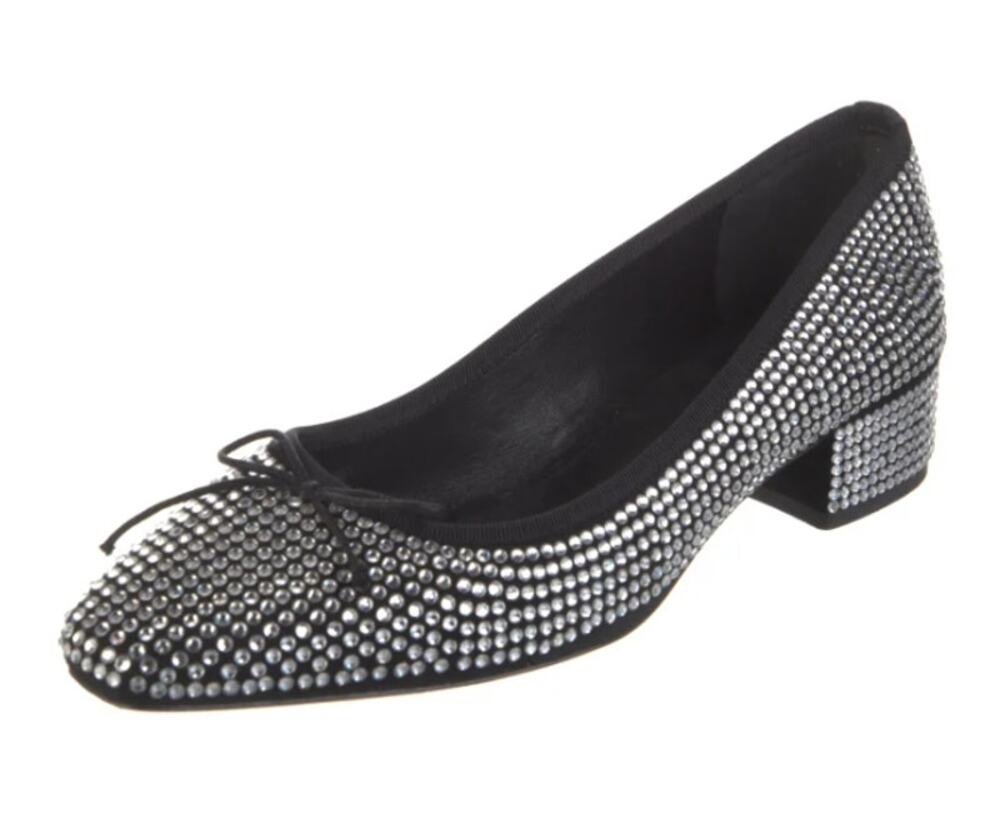Veronica Beard Women Cecile Ballet Pumps Size 7.5 Silver Black Rhinestone NIB